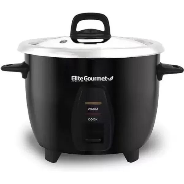 imageElite Gourmet ERC2010B Electric Rice Cooker with Stainless Steel Inner Pot Makes Soups Stews Porridges Grains and Cereals 10 cups cooked 5 Cups uncooked Black10 Cups Cooked