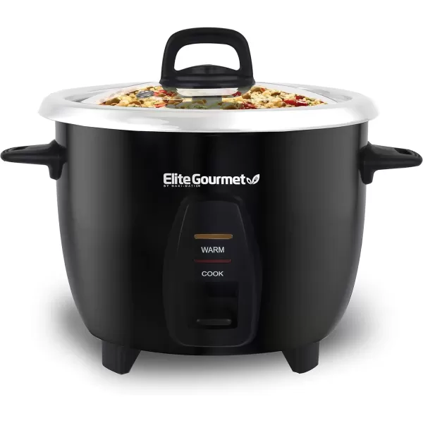 imageElite Gourmet ERC2010B Electric Rice Cooker with Stainless Steel Inner Pot Makes Soups Stews Porridges Grains and Cereals 10 cups cooked 5 Cups uncooked BlackBlack