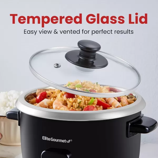 imageElite Gourmet ERC2010B Electric Rice Cooker with Stainless Steel Inner Pot Makes Soups Stews Porridges Grains and Cereals 10 cups cooked 5 Cups uncooked Black6 Cups Cooked