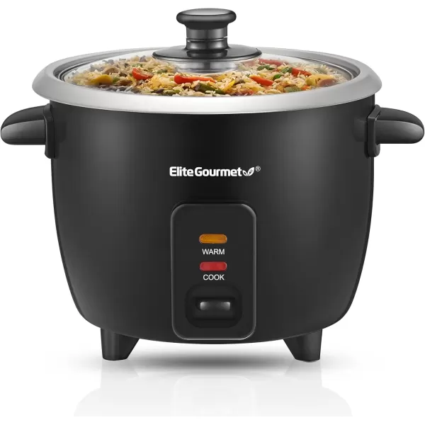 imageElite Gourmet ERC2010B Electric Rice Cooker with Stainless Steel Inner Pot Makes Soups Stews Porridges Grains and Cereals 10 cups cooked 5 Cups uncooked Black6 Cups Cooked