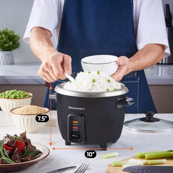 imageElite Gourmet ERC2010B Electric Rice Cooker with Stainless Steel Inner Pot Makes Soups Stews Porridges Grains and Cereals 10 cups cooked 5 Cups uncooked Black6 Cups Cooked