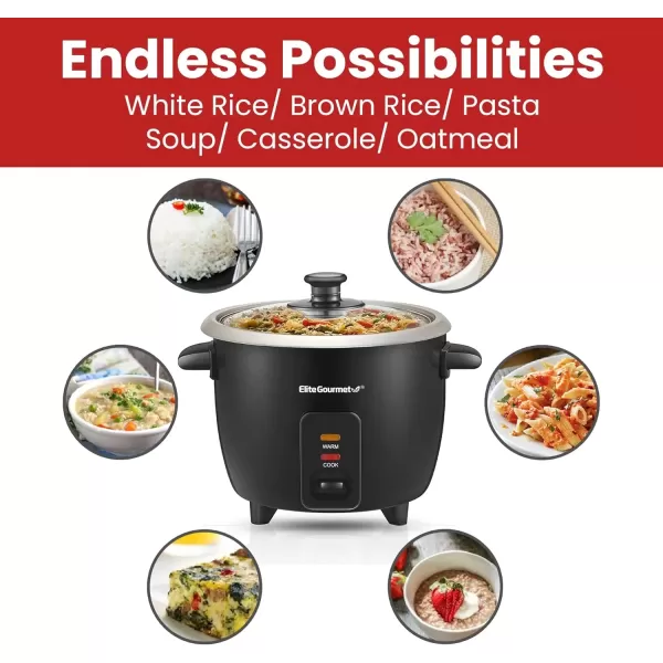 imageElite Gourmet ERC2010B Electric Rice Cooker with Stainless Steel Inner Pot Makes Soups Stews Porridges Grains and Cereals 10 cups cooked 5 Cups uncooked Black6 Cups Cooked