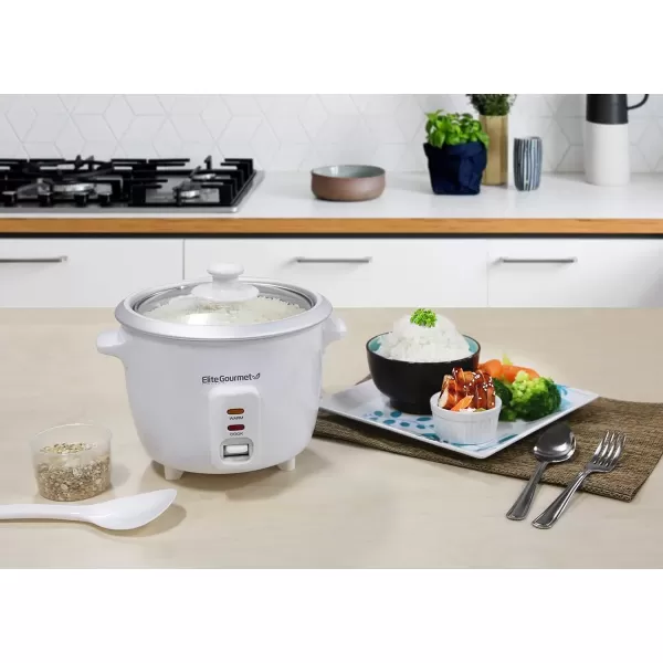 imageElite Gourmet ERC2010B Electric Rice Cooker with Stainless Steel Inner Pot Makes Soups Stews Porridges Grains and Cereals 10 cups cooked 5 Cups uncooked BlackWhite