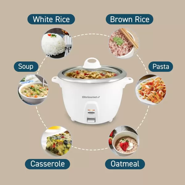 imageElite Gourmet ERC2020 Electric Rice Cooker with Stainless Steel Inner Pot Makes Soups Stews Grains Cereals Keep Warm Feature 20 Cups Cooked 10 Cups Uncooked White20 Cups Cooked  Stainless Steel