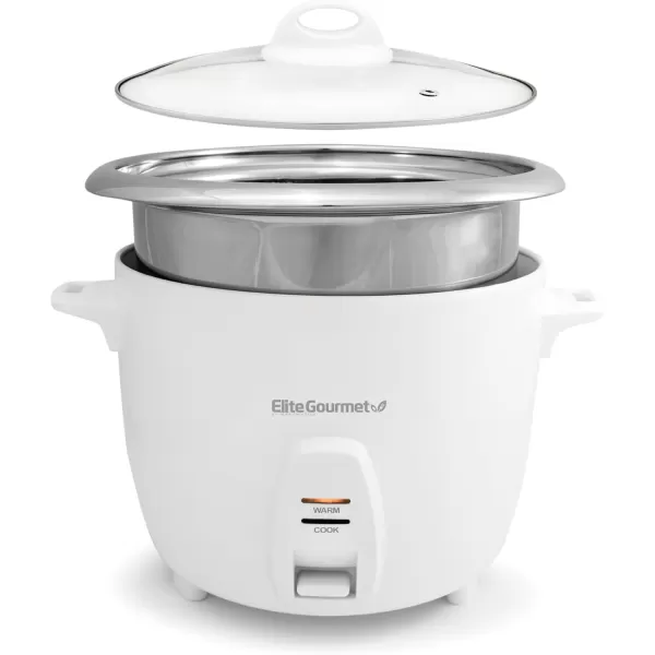 imageElite Gourmet ERC2020 Electric Rice Cooker with Stainless Steel Inner Pot Makes Soups Stews Grains Cereals Keep Warm Feature 20 Cups Cooked 10 Cups Uncooked White20 Cups Cooked  Stainless Steel
