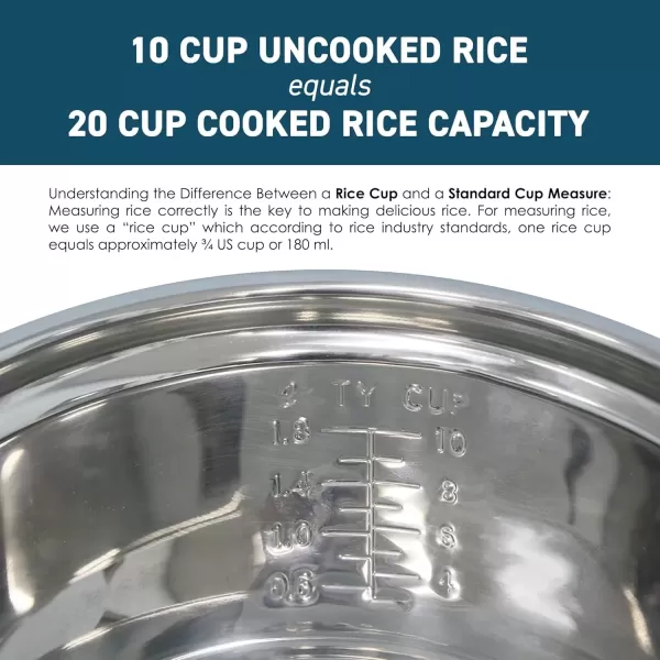 imageElite Gourmet ERC2020 Electric Rice Cooker with Stainless Steel Inner Pot Makes Soups Stews Grains Cereals Keep Warm Feature 20 Cups Cooked 10 Cups Uncooked White20 Cups Cooked  Stainless Steel
