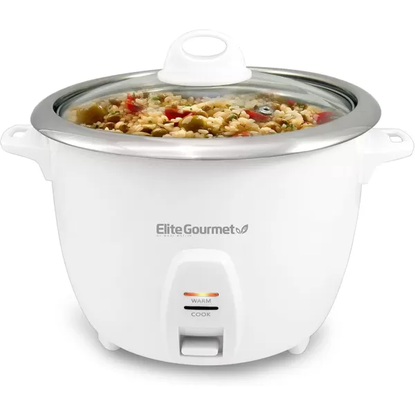 imageElite Gourmet ERC2020 Electric Rice Cooker with Stainless Steel Inner Pot Makes Soups Stews Grains Cereals Keep Warm Feature 20 Cups Cooked 10 Cups Uncooked White10 Cups Cooked