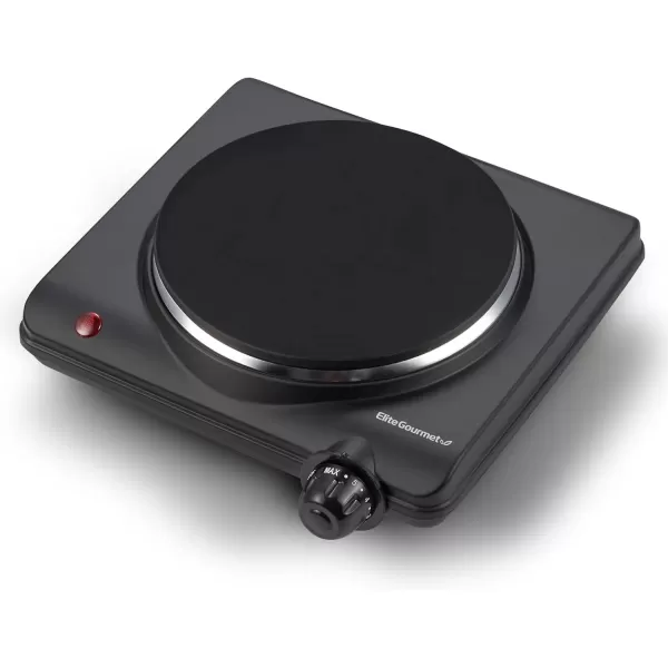imageElite Gourmet ESB301BF Countertop Single Cast Iron Burner 1000 Watts Electric Hot Plate Temperature Controls Power Indicator Lights Easy to Clean BlackBlack