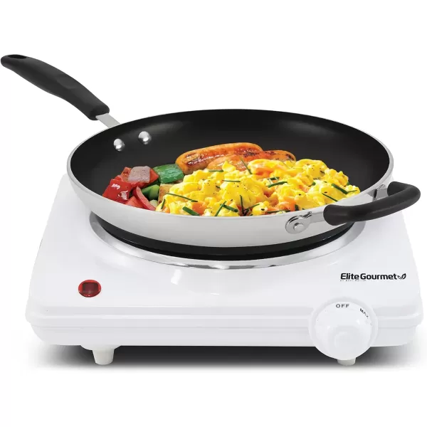 imageElite Gourmet ESB301C Countertop Single Coiled Burner 1100 Watts Electric Hot Plate Temperature Controls Power Indicator Lights Easy to Clean BlackCast Single