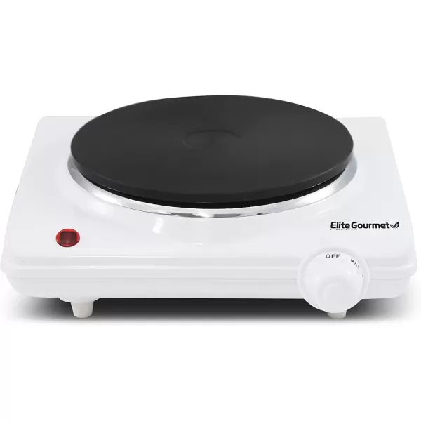 imageElite Gourmet ESB301C Countertop Single Coiled Burner 1100 Watts Electric Hot Plate Temperature Controls Power Indicator Lights Easy to Clean BlackCast Single