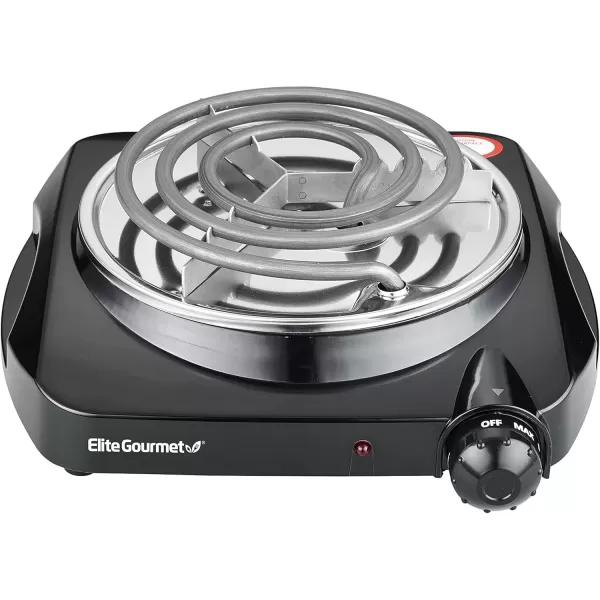 imageElite Gourmet ESB301C Countertop Single Coiled Burner 1100 Watts Electric Hot Plate Temperature Controls Power Indicator Lights Easy to Clean BlackCoiled Single