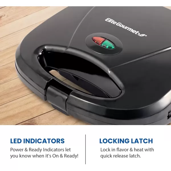 imageElite Gourmet ESM2207 Sandwich Panini Maker Grilled Cheese Machine Tuna Melt Omelets Nonstick Surface 2 Slice BlackNew Version
