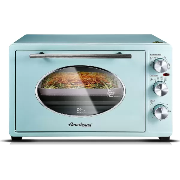imageElite Gourmet ETO4510M French Door 475Qt 18Slice Convection Oven 4Control Knobs Bake Broil Toast Rotisserie Keep Warm Includes 2 x 14quot Pizza Racks Stainless Steel8 Slice  30L