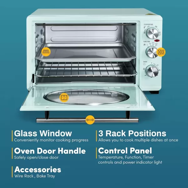 imageElite Gourmet ETO4510M French Door 475Qt 18Slice Convection Oven 4Control Knobs Bake Broil Toast Rotisserie Keep Warm Includes 2 x 14quot Pizza Racks Stainless Steel8 Slice  30L
