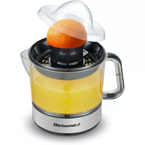imageElite Gourmet ETS411 BPAFree Electric Citrus Juicer Extractor Compact Large Volume Pulp Control Oranges Lemons Limes Grapefruits with Easy Pour Spout 16 oz WhiteStainless Steel