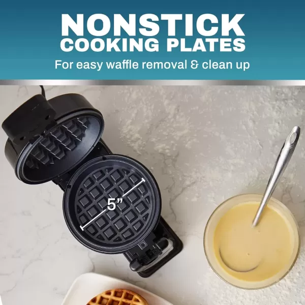 imageElite Gourmet EWM015M Electric Nonstick 45inch Mini Waffle Maker Belgian Waffles Compact Design Hash Browns Keto Snacks Sandwich Eggs Easy to Clean MintBlack