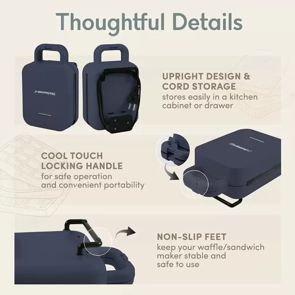 imageElite Gourmet EWM015M Electric Nonstick 45inch Mini Waffle Maker Belgian Waffles Compact Design Hash Browns Keto Snacks Sandwich Eggs Easy to Clean MintSlate blue