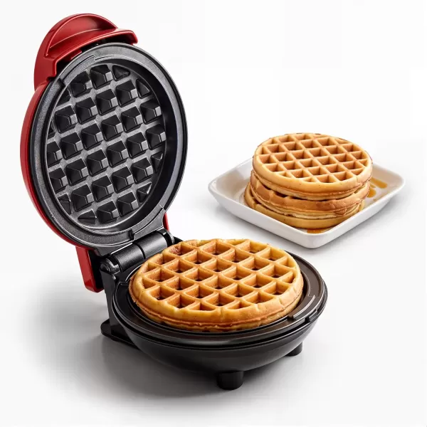 imageElite Gourmet EWM015M Electric Nonstick 45inch Mini Waffle Maker Belgian Waffles Compact Design Hash Browns Keto Snacks Sandwich Eggs Easy to Clean MintRed