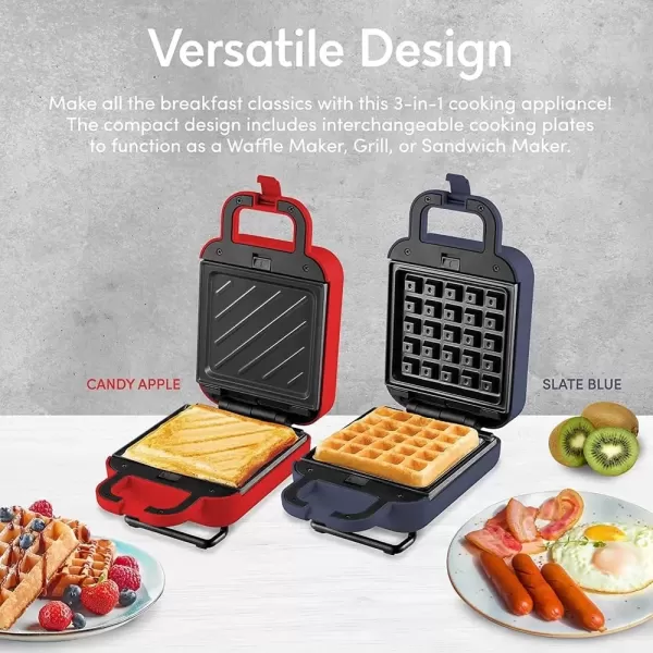 imageElite Gourmet EWM015M Electric Nonstick 45inch Mini Waffle Maker Belgian Waffles Compact Design Hash Browns Keto Snacks Sandwich Eggs Easy to Clean MintSlate blue