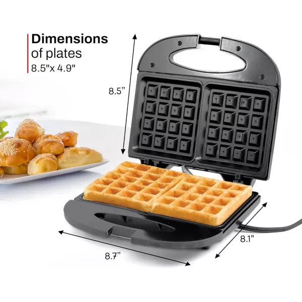 imageElite Gourmet EWM2207 Electric NonStick Belgian Waffle Maker Iron Breakfast Sandwiches Snacks Burgers and more 2Slice BlackWaffle