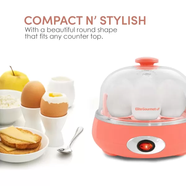 imageElite Gourmet Easy Electric 7 Egg Capacity Cooker Poacher Omelet Maker Scrambled Soft Medium Hard Boiled with Auto ShutOff and Buzzer BPA Free Charcoal GreyCoral