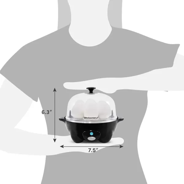 imageElite Gourmet Easy Electric 7 Egg Capacity Cooker Poacher Omelet Maker Scrambled Soft Medium Hard Boiled with Auto ShutOff and Buzzer BPA FreeBlack