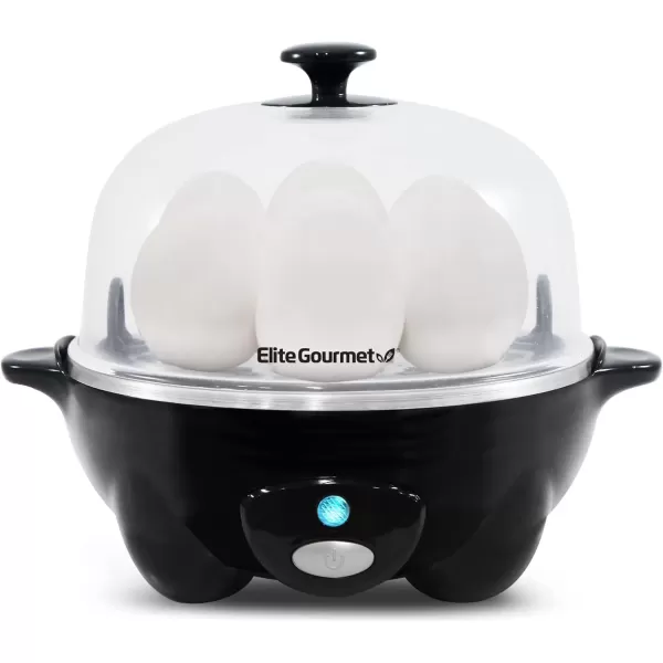 imageElite Gourmet Easy Electric 7 Egg Capacity Cooker Poacher Omelet Maker Scrambled Soft Medium Hard Boiled with Auto ShutOff and Buzzer BPA FreeBlack