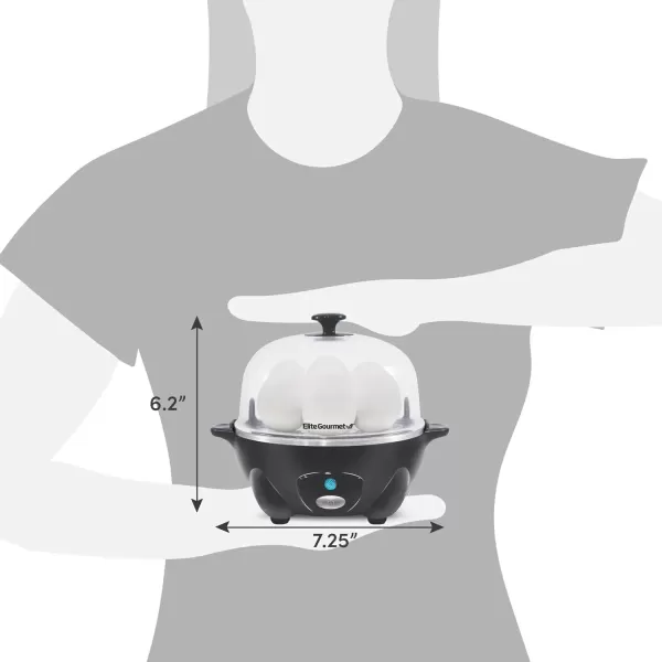 imageElite Gourmet Easy Electric 7 Egg Capacity Cooker Poacher Omelet Maker Scrambled Soft Medium Hard Boiled with Auto ShutOff and Buzzer BPA FreeDark Grey