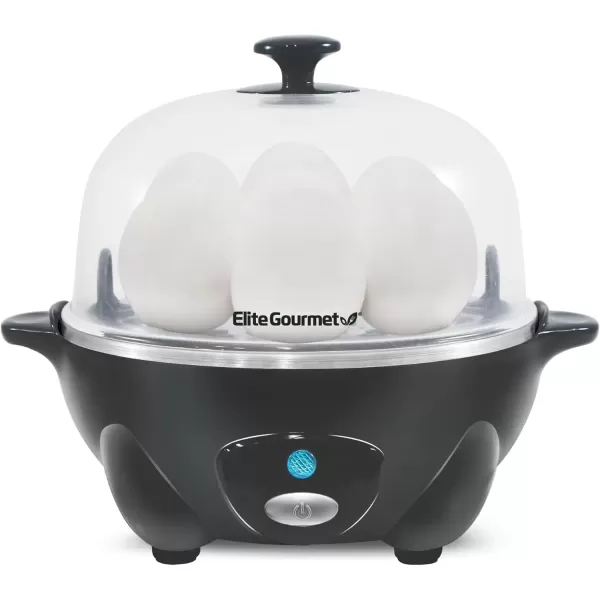 imageElite Gourmet Easy Electric 7 Egg Capacity Cooker Poacher Omelet Maker Scrambled Soft Medium Hard Boiled with Auto ShutOff and Buzzer BPA FreeDark Grey