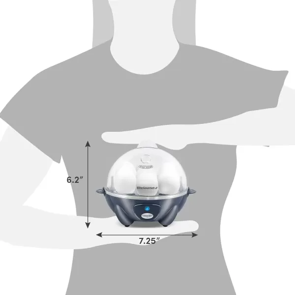 imageElite Gourmet Easy Electric 7 Egg Capacity Cooker Poacher Omelet Maker Scrambled Soft Medium Hard Boiled with Auto ShutOff and Buzzer BPA FreeGrey Blue
