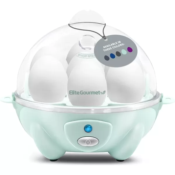 imageElite Gourmet Easy Electric 7 Egg Capacity Cooker Poacher Omelet Maker Scrambled Soft Medium Hard Boiled with Auto ShutOff and Buzzer BPA FreeMint
