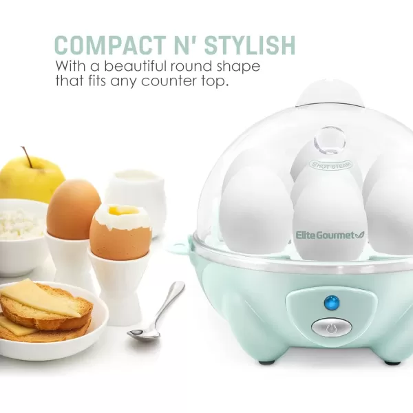 imageElite Gourmet Easy Electric 7 Egg Capacity Cooker Poacher Omelet Maker Scrambled Soft Medium Hard Boiled with Auto ShutOff and Buzzer BPA FreeMint