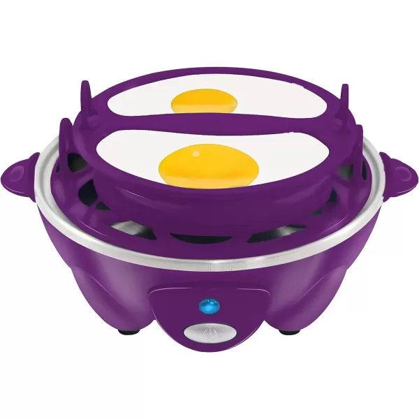 imageElite Gourmet Easy Electric 7 Egg Capacity Cooker Poacher Omelet Maker Scrambled Soft Medium Hard Boiled with Auto ShutOff and Buzzer BPA FreePurple
