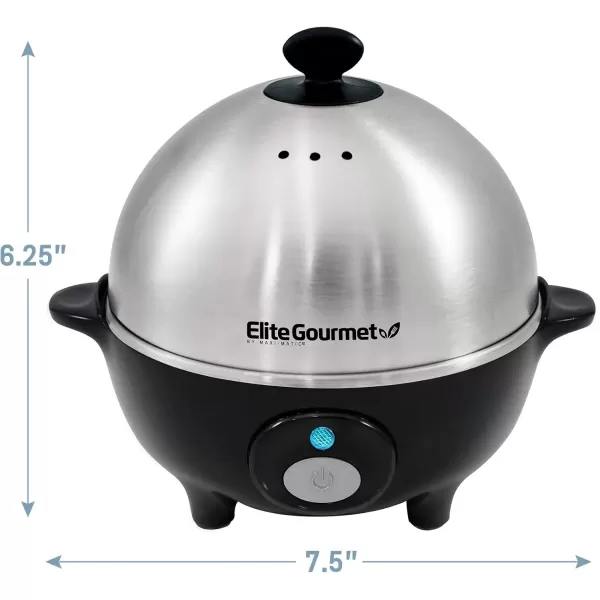 imageElite Gourmet Easy Electric 7 Egg Capacity Cooker Poacher Omelet Maker Scrambled Soft Medium Hard Boiled with Auto ShutOff and Buzzer BPA FreeStainless Steel