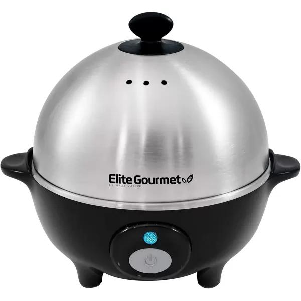 imageElite Gourmet Easy Electric 7 Egg Capacity Cooker Poacher Omelet Maker Scrambled Soft Medium Hard Boiled with Auto ShutOff and Buzzer BPA FreeStainless Steel