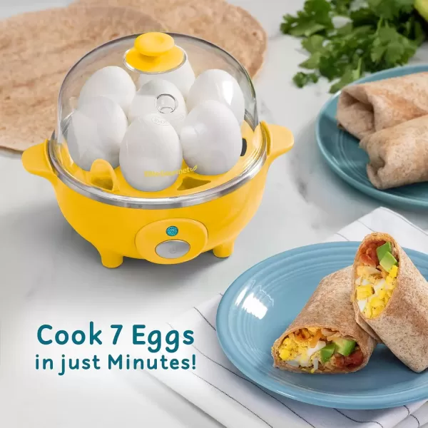imageElite Gourmet Easy Electric 7 Egg Capacity Cooker Poacher Omelet Maker Scrambled Soft Medium Hard Boiled with Auto ShutOff and Buzzer BPA FreeYellow
