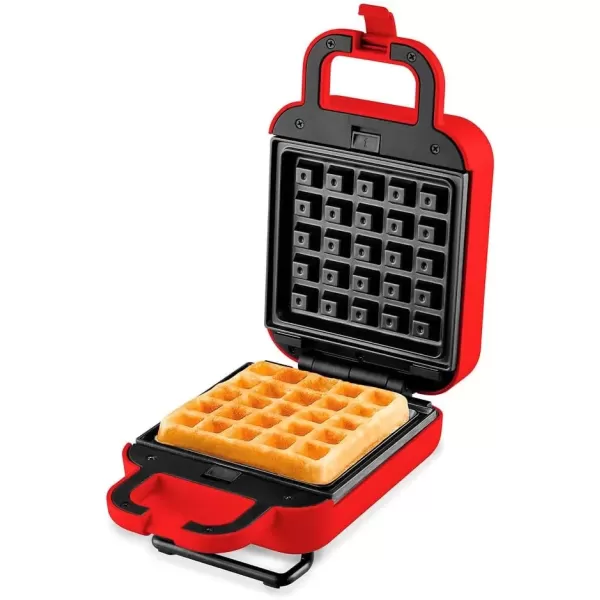 imageElite Gourmet Electric 3in1 Nonstick 1Inch Thick Belgian Waffle ampamp GrillSandwich Maker Removable Plates Easy to Clean Paninis Snacks Burgers and more RedRed