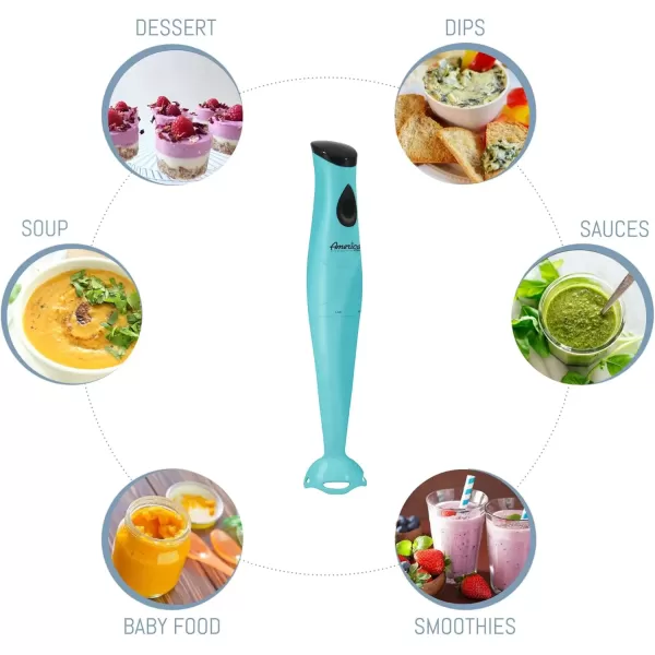 imageElite Gourmet Electric Immersion Hand Blender Mixer Chopper 1Touch Control Multi Purpose Hand Blender Stick Mixer Chopper 150 Watts OneTouch Control For Soups Sauces Baby Food RedAqua