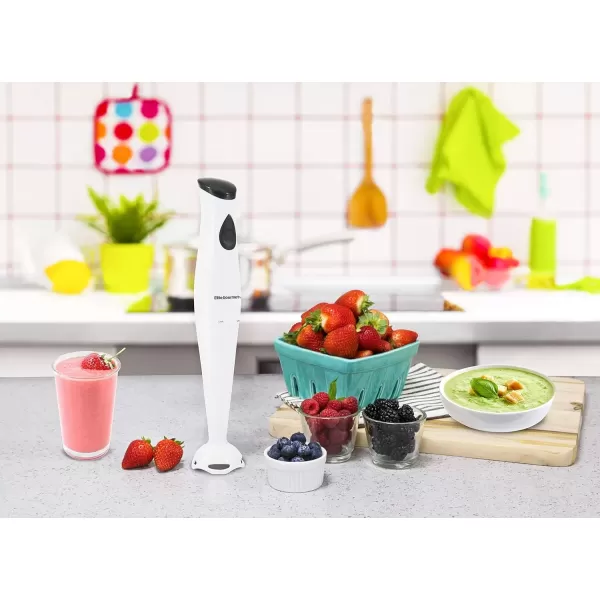 imageElite Gourmet Electric Immersion Hand Blender Mixer Chopper 1Touch Control Multi Purpose Hand Blender Stick Mixer Chopper 150 Watts OneTouch Control For Soups Sauces Baby Food RedWhite