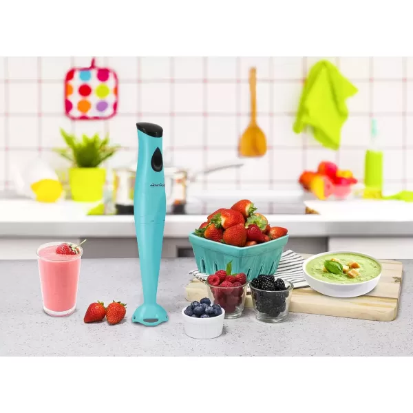 imageElite Gourmet Electric Immersion Hand Blender Mixer Chopper 1Touch Control Multi Purpose Hand Blender Stick Mixer Chopper 150 Watts OneTouch Control For Soups Sauces Baby Food RedAqua