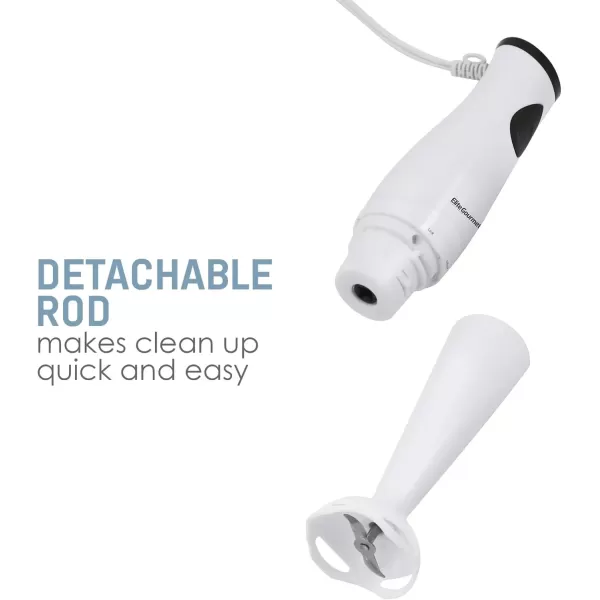 imageElite Gourmet Electric Immersion Hand Blender Mixer Chopper 1Touch Control Multi Purpose Hand Blender Stick Mixer Chopper 150 Watts OneTouch Control For Soups Sauces Baby Food RedWhite