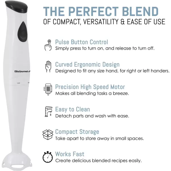 imageElite Gourmet Electric Immersion Hand Blender Mixer Chopper 1Touch Control Multi Purpose Hand Blender Stick Mixer Chopper 150 Watts OneTouch Control For Soups Sauces Baby Food RedWhite