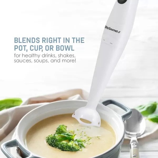 imageElite Gourmet Electric Immersion Hand Blender Mixer Chopper 1Touch Control Multi Purpose Hand Blender Stick Mixer Chopper 150 Watts OneTouch Control For Soups Sauces Baby Food RedWhite