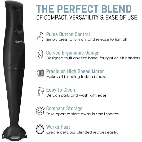 imageElite Gourmet Electric Immersion Hand Blender Mixer Chopper 1Touch Control Multi Purpose Hand Blender Stick Mixer Chopper 150 Watts OneTouch Control For Soups Sauces Baby Food RedBlack