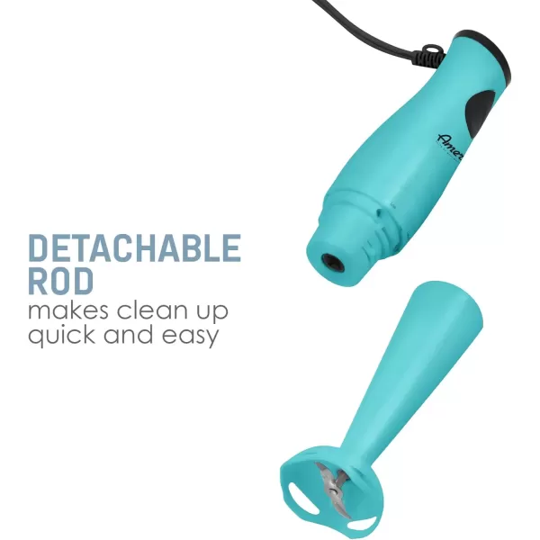 imageElite Gourmet Electric Immersion Hand Blender Mixer Chopper 1Touch Control Multi Purpose Hand Blender Stick Mixer Chopper 150 Watts OneTouch Control For Soups Sauces Baby Food RedAqua