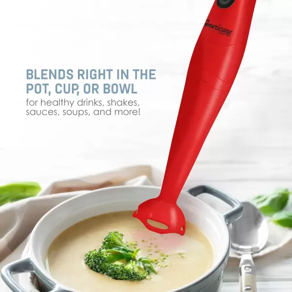 imageElite Gourmet Electric Immersion Hand Blender Mixer Chopper 1Touch Control Multi Purpose Hand Blender Stick Mixer Chopper 150 Watts OneTouch Control For Soups Sauces Baby Food RedRed