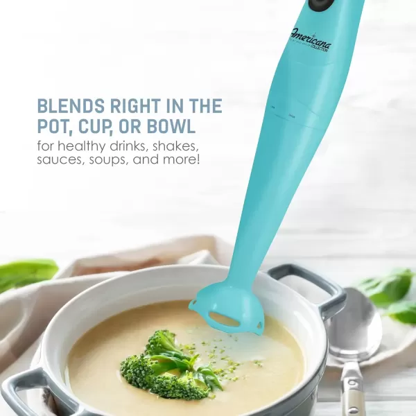 imageElite Gourmet Electric Immersion Hand Blender Mixer Chopper 1Touch Control Multi Purpose Hand Blender Stick Mixer Chopper 150 Watts OneTouch Control For Soups Sauces Baby Food RedAqua