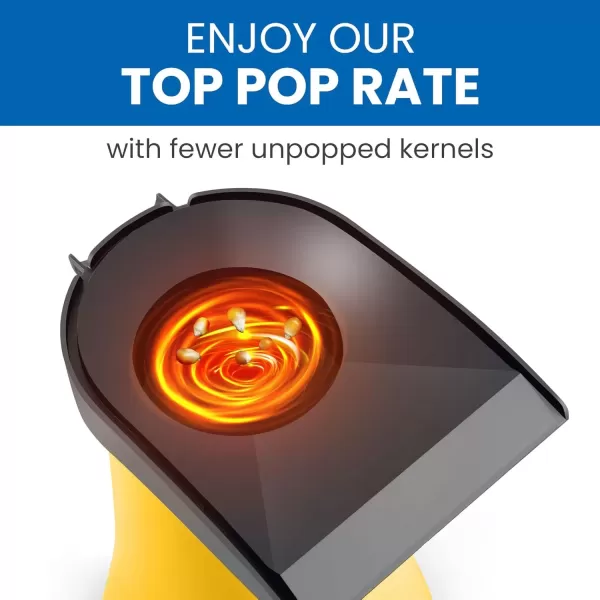 imageElite Gourmet Fast Hot Air Popcorn Popper 1300W Electric Popcorn Maker with Measuring Cup ampamp Butter Melting Tray OilFree Great for Home Party Kids Safety ETL Approved 4Quart Yellow