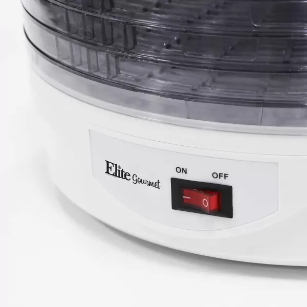 imageElite Gourmet Food Dehydrator 5 BPAFree Stackable Transparent for Homemade Jerky Herbs Fruit Veggies Meats Snacks Treats 5 Trays White