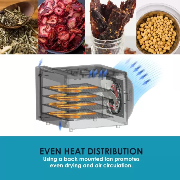imageElite Gourmet Food Dehydrator Stainless Steel Trays Food Dehydrator Adjustable Temperature Controls Jerky Herbs Fruit Veggies Snacks4 Plastic Trays